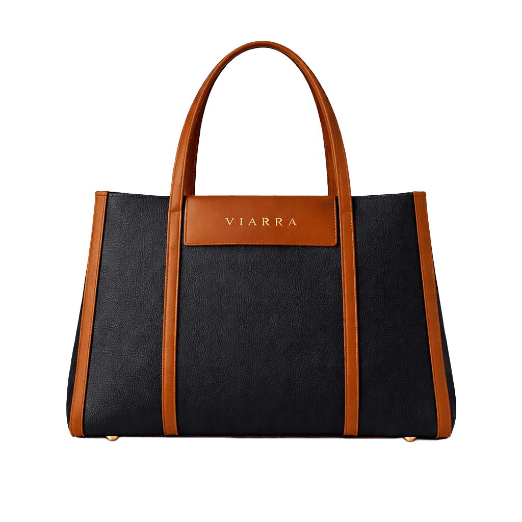 Women's classico structured tote handbag in vegan leather with contrast trim and dual top handles — image 1